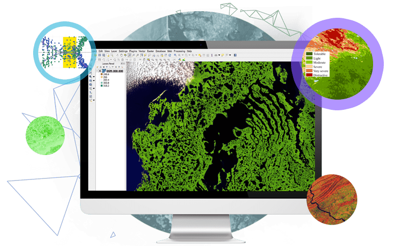 dashboard showing satellite images of forest, analysis of deforestation, reporting forest fire map