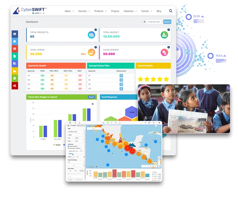 Easy Capture of Operational Information & Assessment monitoring dashboard with a heat map and voluenttering events