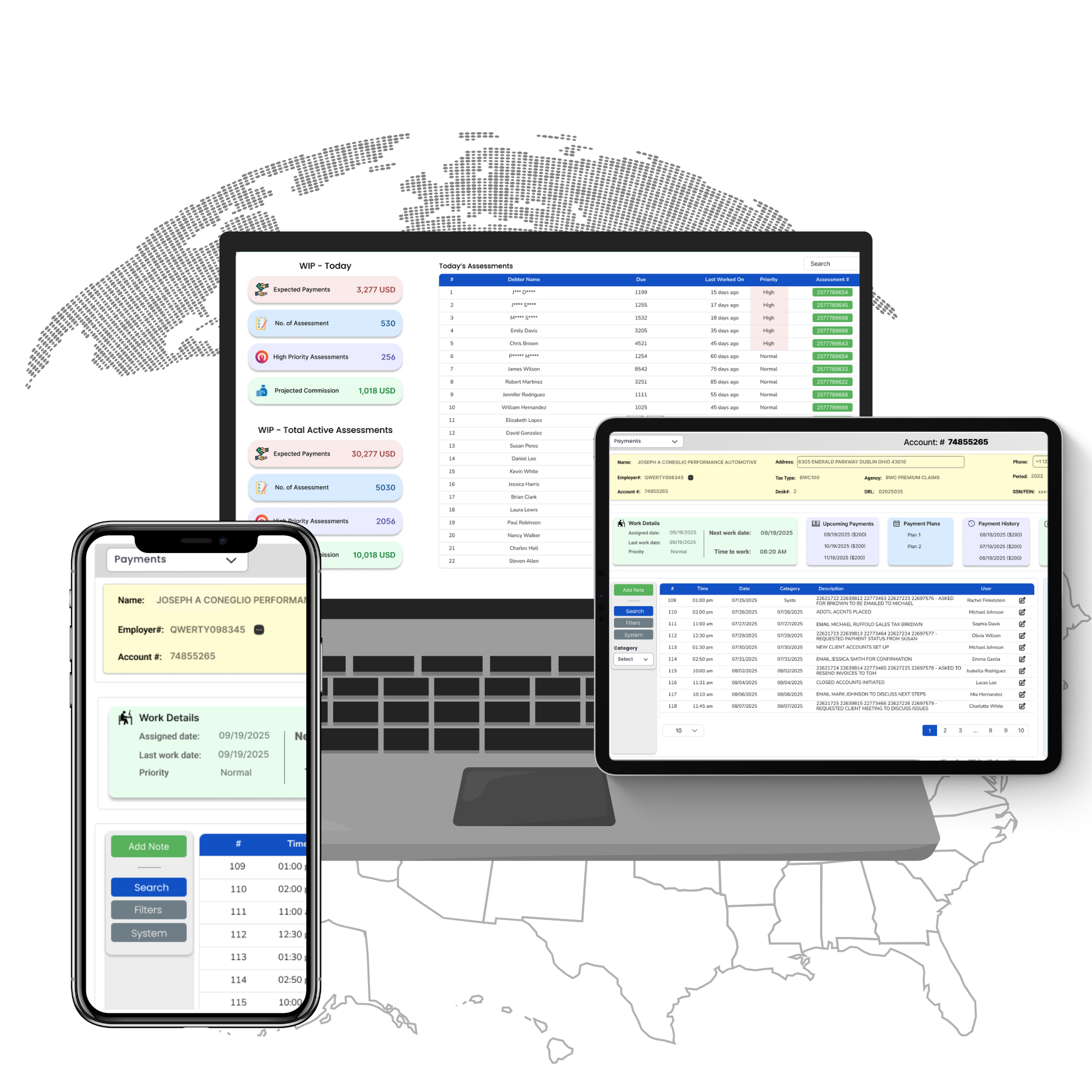Easy Capture of Operational Information & Assessment monitoring dashboard with a heat map and voluenttering events